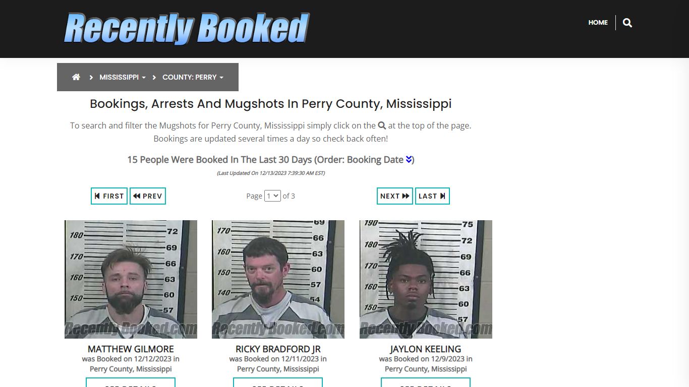 Bookings, Arrests and Mugshots in Perry County, Mississippi